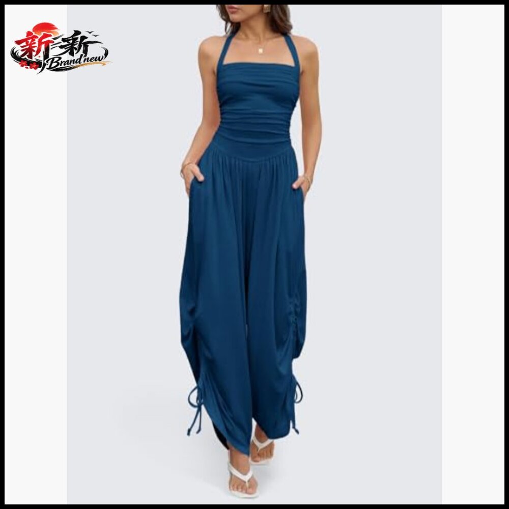 Polyester Viscose Elastane Halter Strap Side-Cinc… - image 2